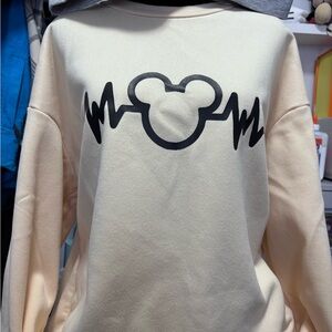 Yellow Sweatshirt, Black Pants Heartbeat Mickey Design, & a Grey Mickey tanktop!